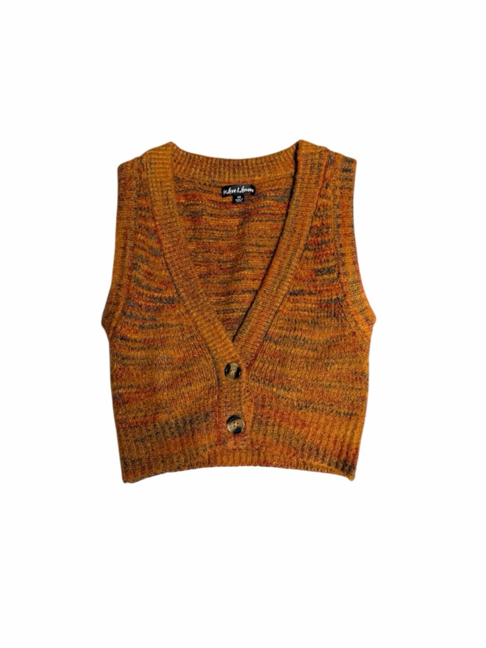 For Love And Lemons Amber Marled V‑Neck Button Sweater Vest